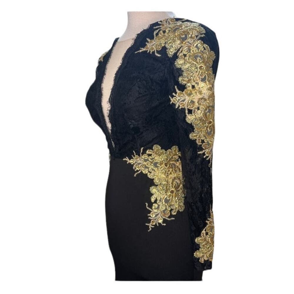 Vintage Black and Gold Mini Dress - Picture 3 of 8